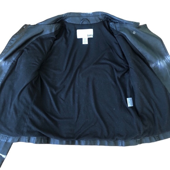 Bar III Faux Leather Jacket Black & Gray Tie-Dye Pattern Zipped Pockets Size S - Picture 8 of 11